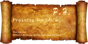 Preiszig Harlám névjegykártya